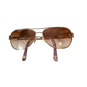 Saks Fifth Avenue Aviator Sunglasses Gold Tone Rose Gradient Lenses Women